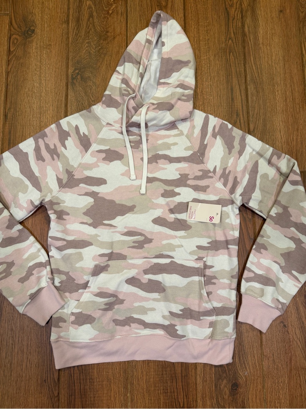 New / SO Pink Camo Crewneck Hoodie - Pink, Cream, Taupe / women’s XS